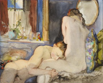 Artworks in 150 Subjects Painting - THE LOVERS Konstantin Somov sexual naked nude